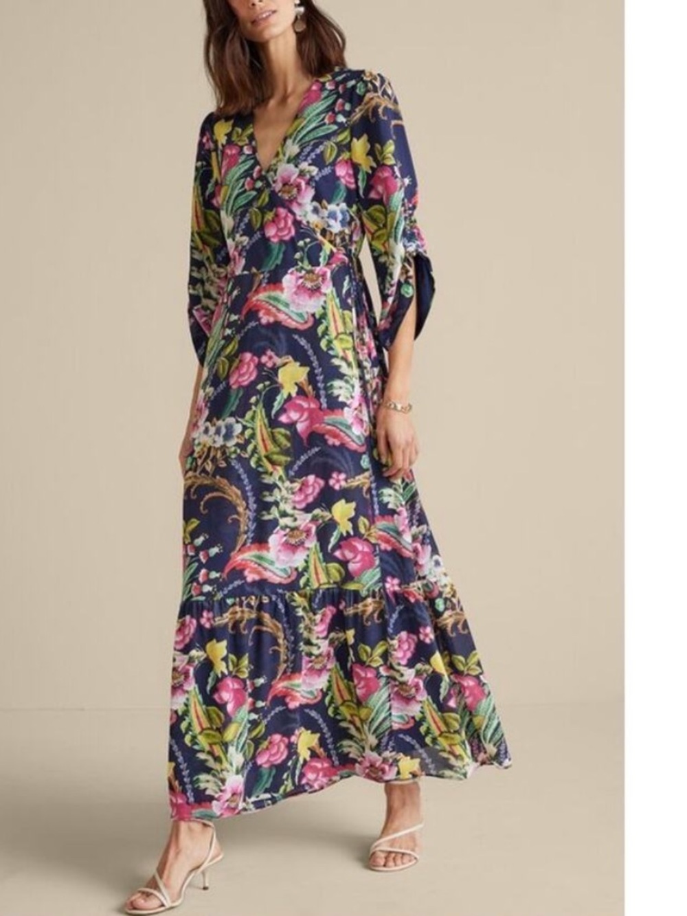 Soft Surroundings Samantha Navy Floral Maxi Wrap Dress plus size - Picture 8 of 8